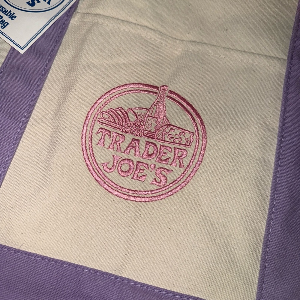 Lavender Trim Canvas Tote Bag large - Picture 2 of 5